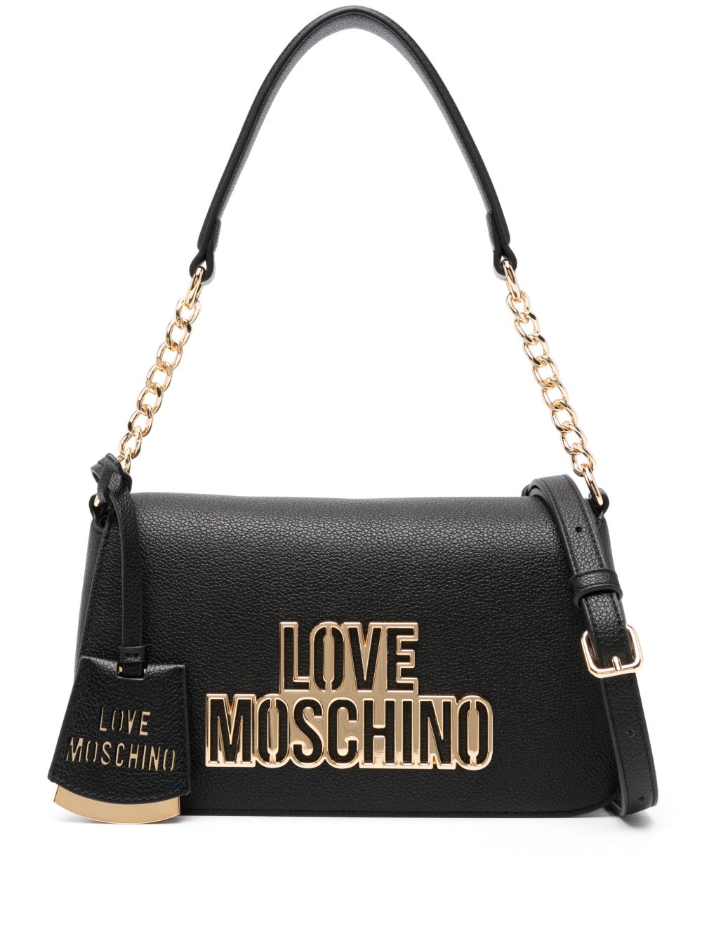 Love Moschino logo标牌单肩包 - 黑色