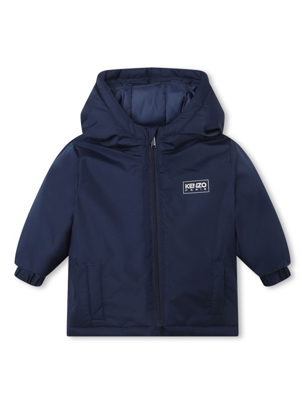 Kenzo Kids logo印花拉链连帽夹克 - 蓝色
