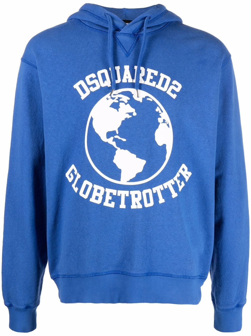 DSQUARED2 Globetrotter logo印花连帽衫 - 蓝色