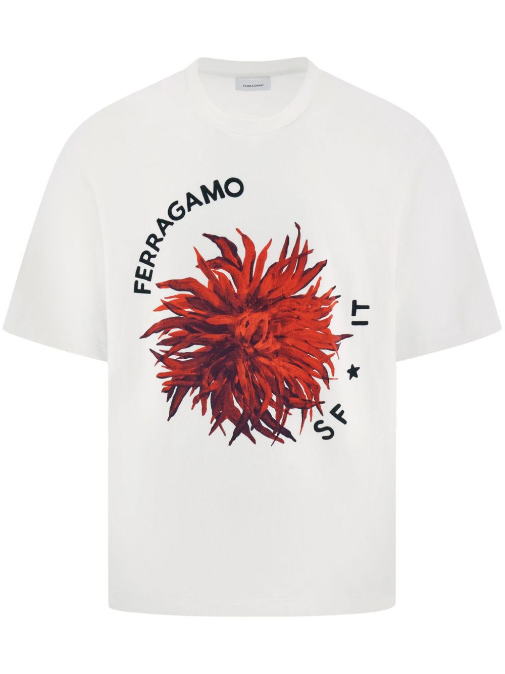 Ferragamo 超大印花细节T恤 - 白色