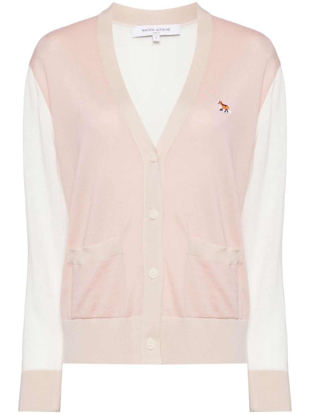 Maison Kitsuné logo刺绣开衫 - 粉色