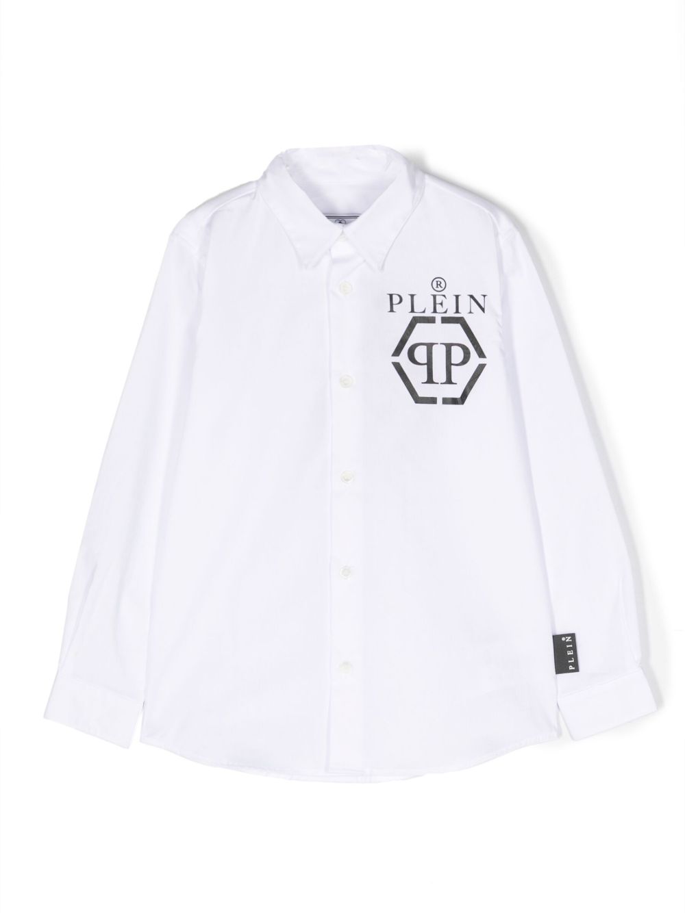 Philipp Plein Junior logo印花长袖衬衫 - 白色