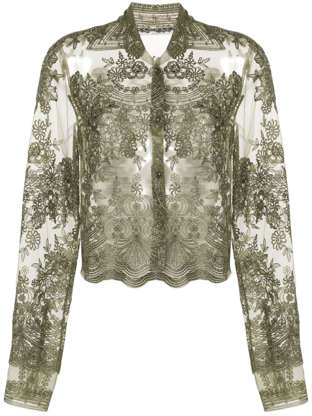 Ermanno Scervino 蕾丝衬衫 - 绿色
