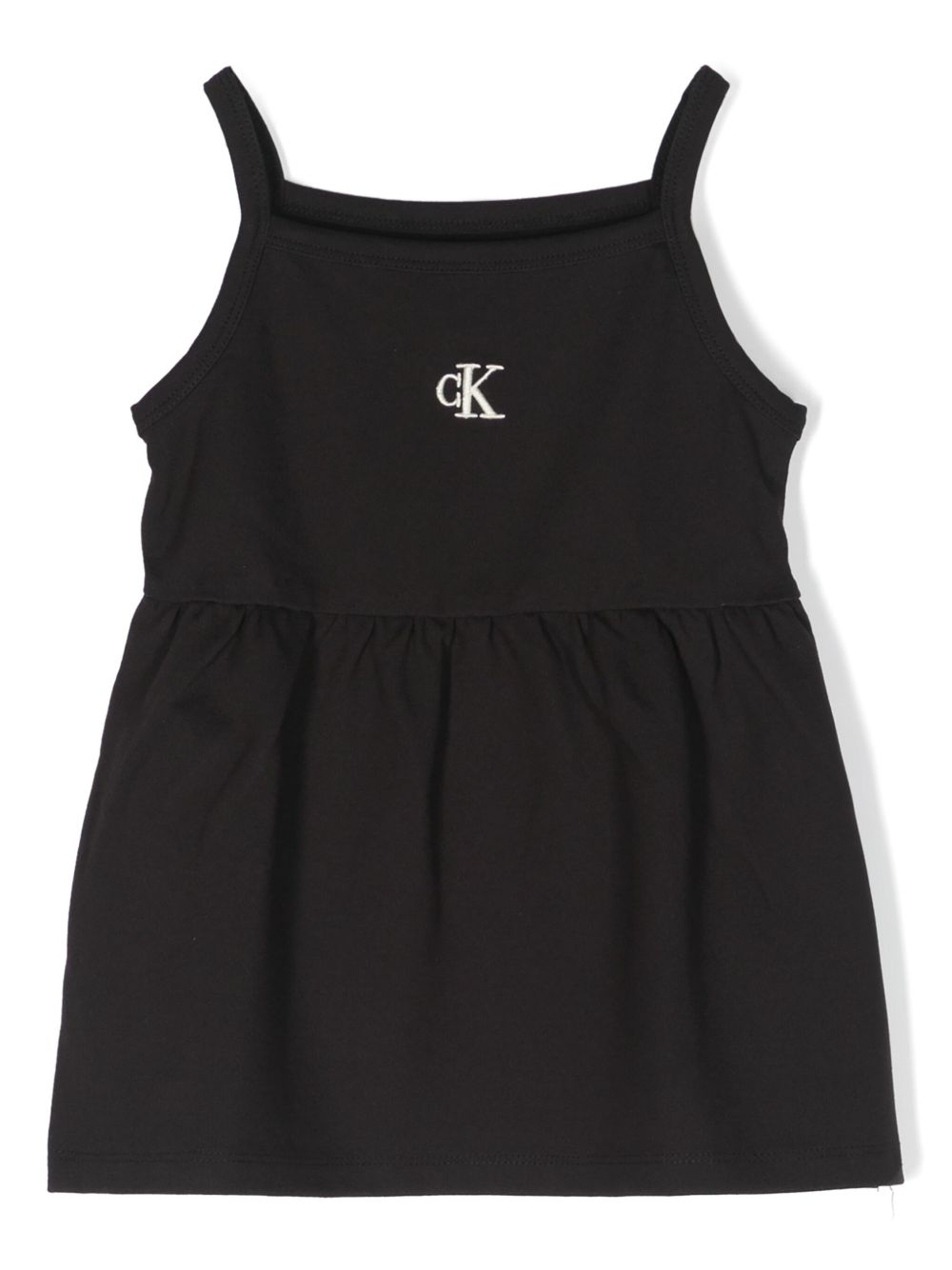Calvin Klein Kids logo刺绣连衣裙 - 黑色