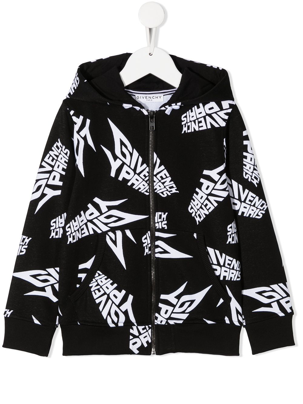Givenchy Kids 纪梵希 logo印花连帽衫 - 黑色