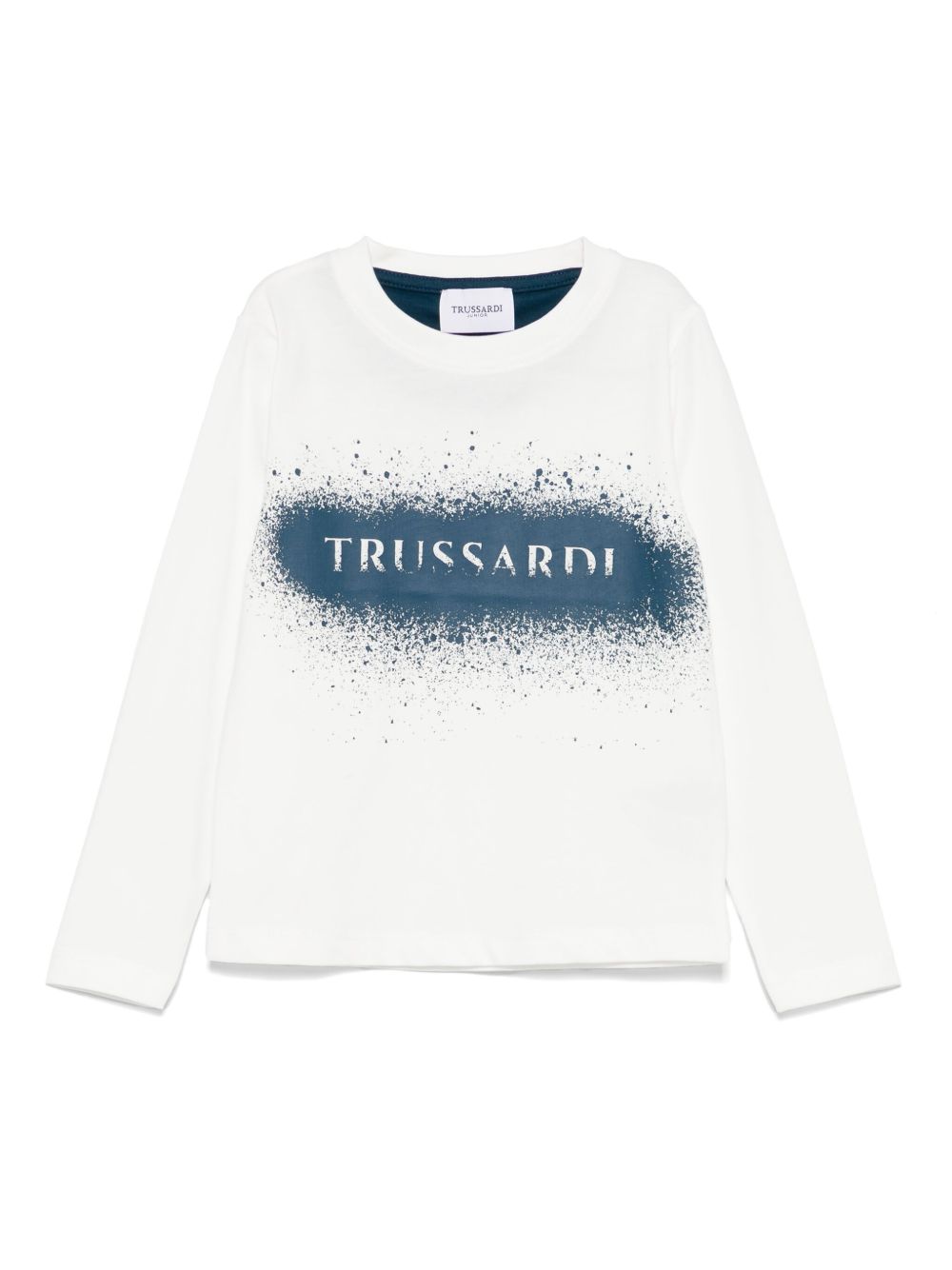 TRUSSARDI JUNIOR 泼漆效果细节T恤 - 白色