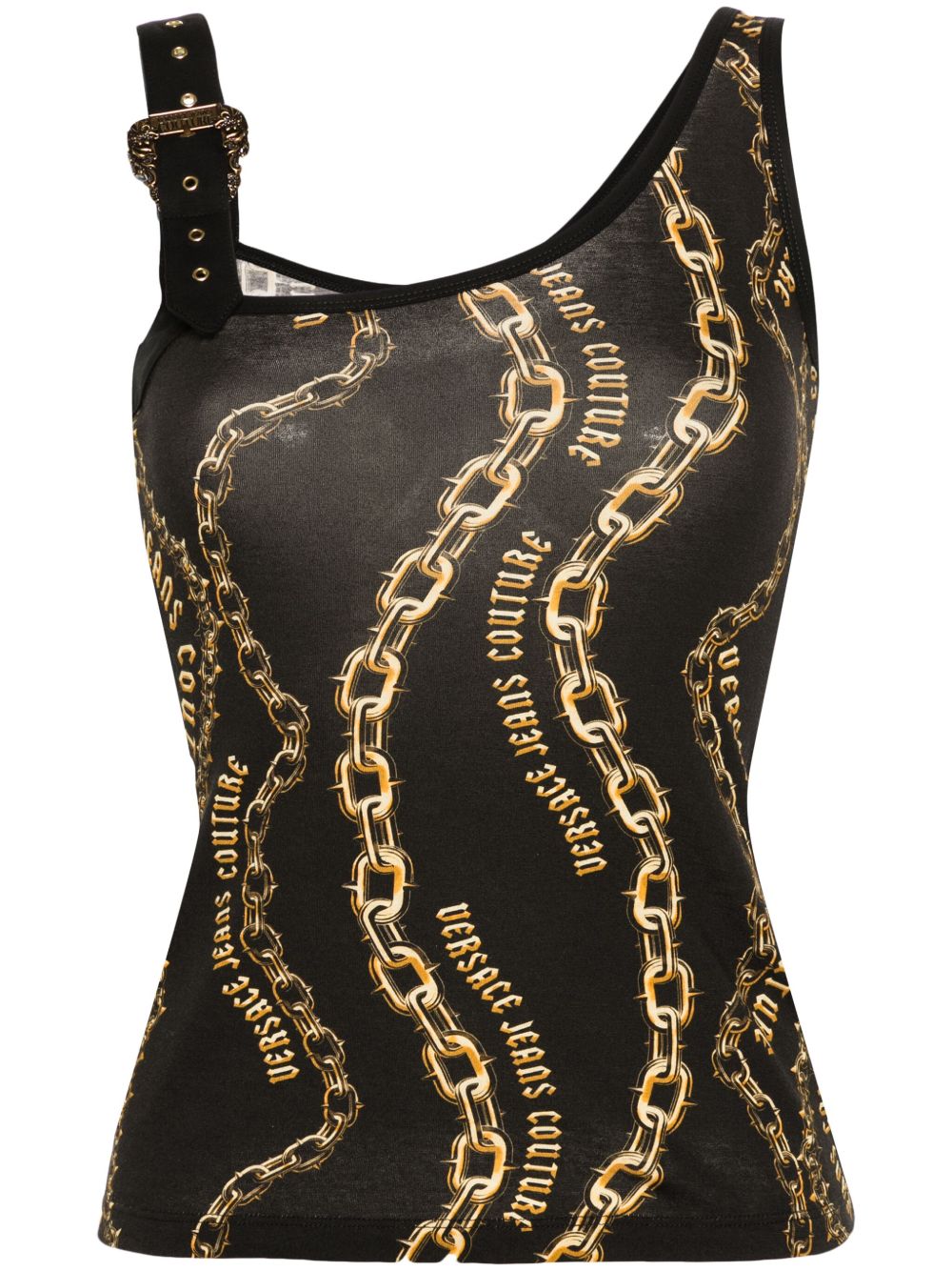 Versace Jeans Couture logo搭链坦克背心 - 黑色