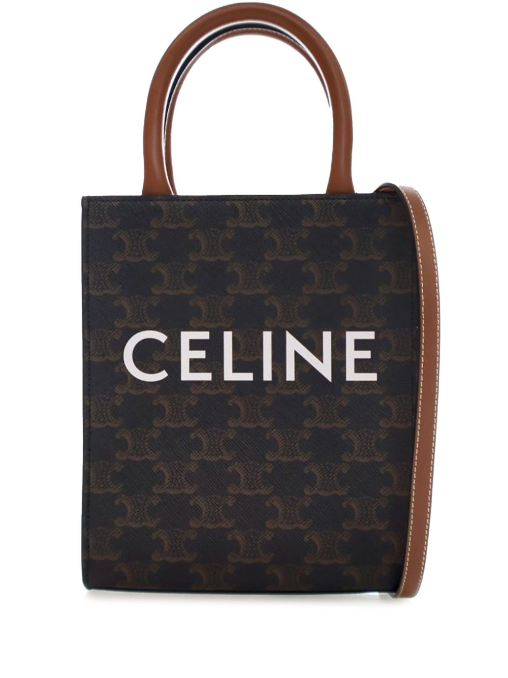 Céline Pre-Owned Triomphe Vertical Cabas 迷你涂层帆布斜挎包（2020年典藏款） - 褐色