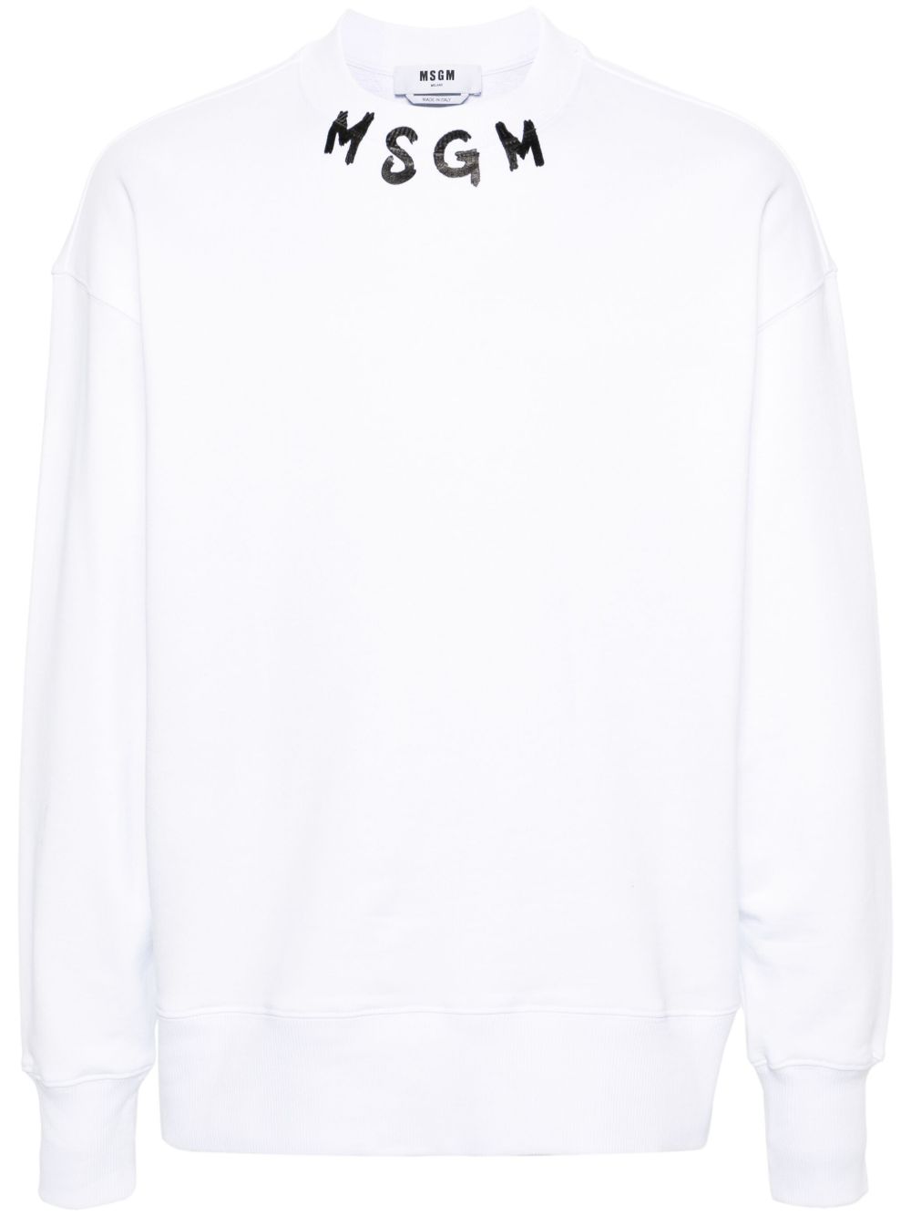 MSGM logo印花棉卫衣 - 白色