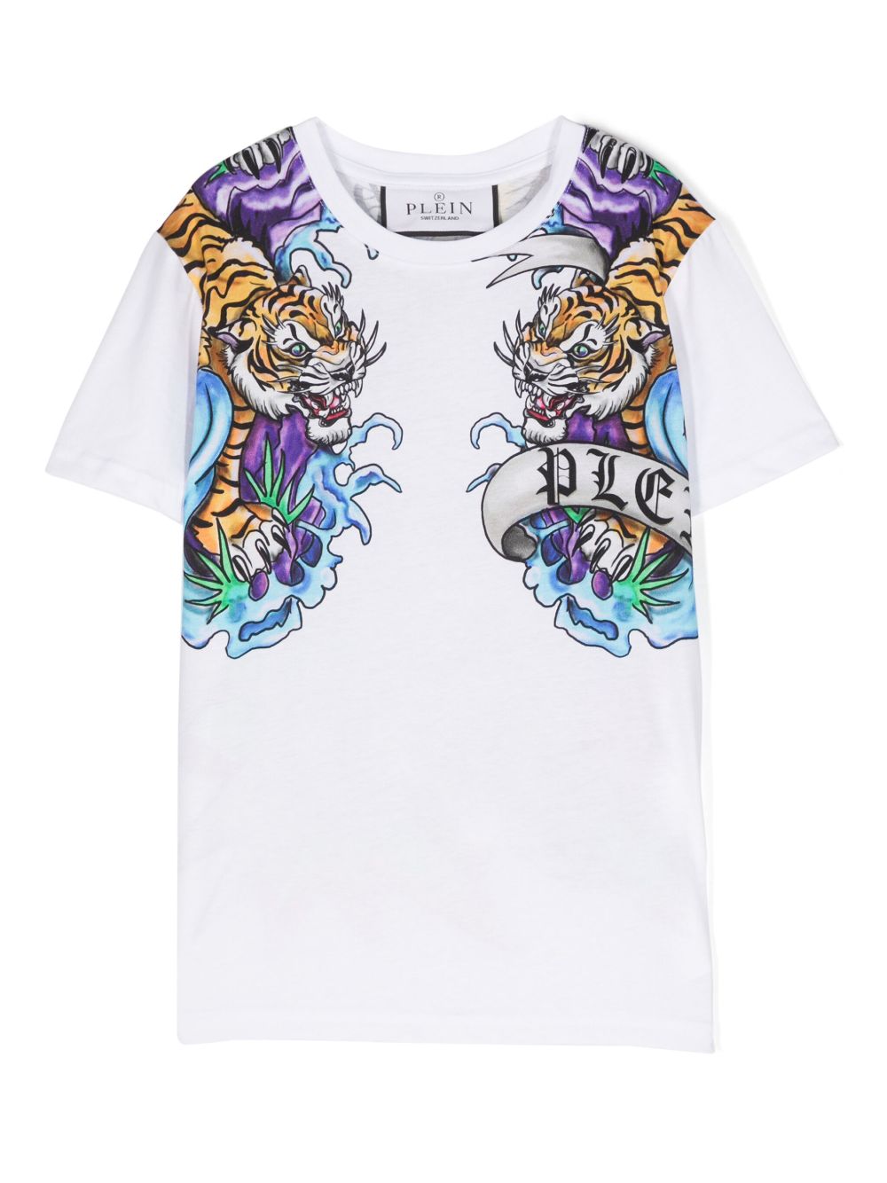 Philipp Plein Junior logo印花棉T恤 - 白色