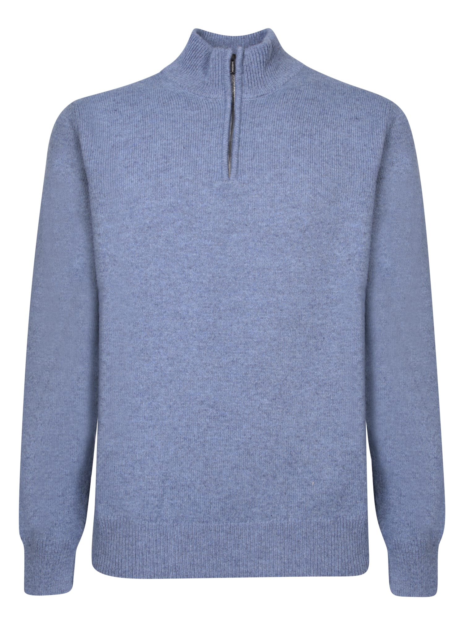 Zanone High Neck Avio Sweater With Half Zip