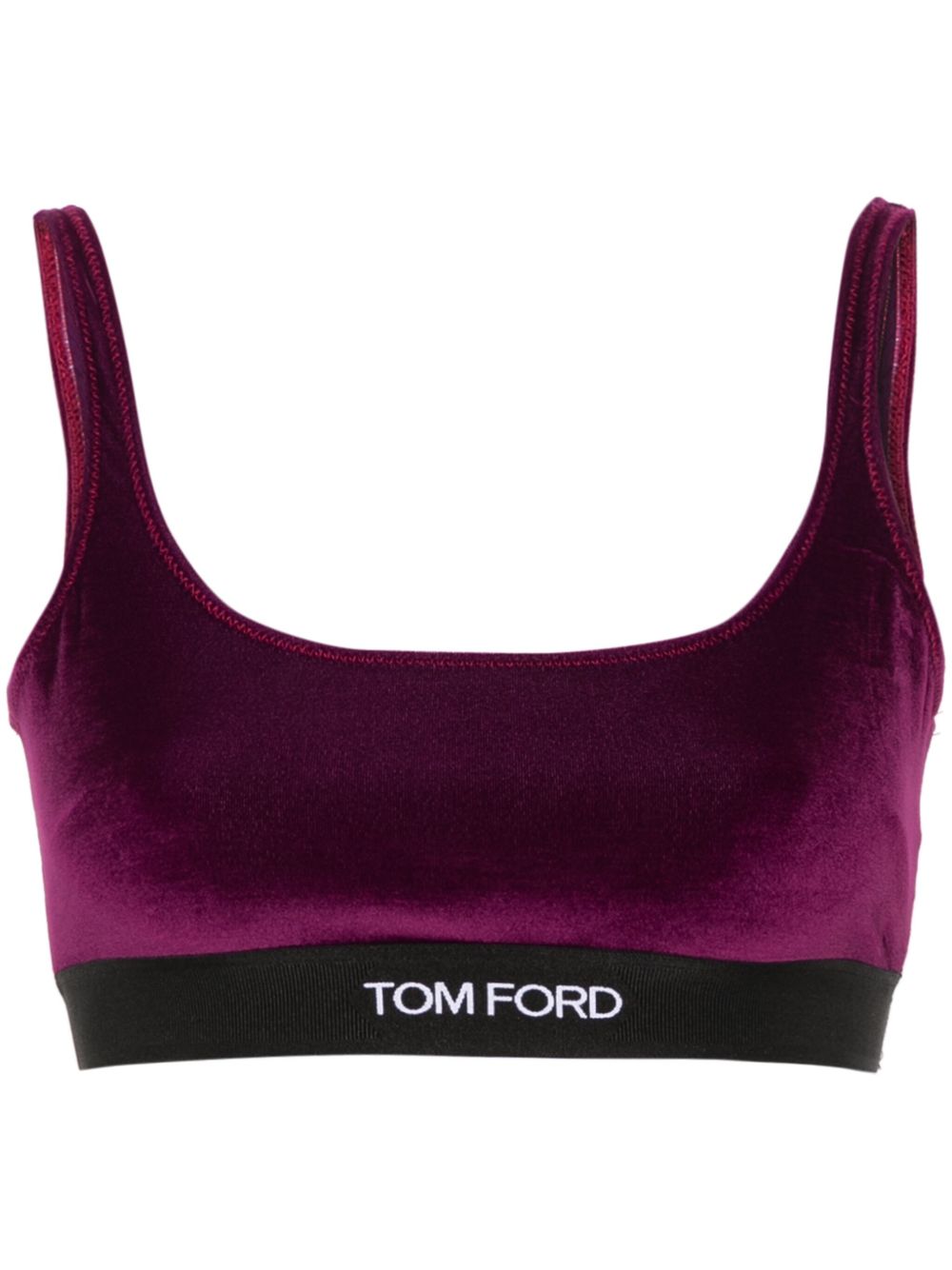 TOM FORD logo提花丝绒文胸式上衣 - 紫色