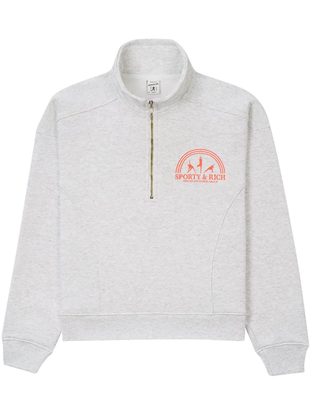 Sporty & Rich logo印花拉链毛衣 - 灰色