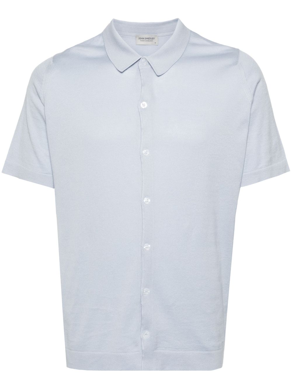 John Smedley 密织短袖衬衫 - 蓝色