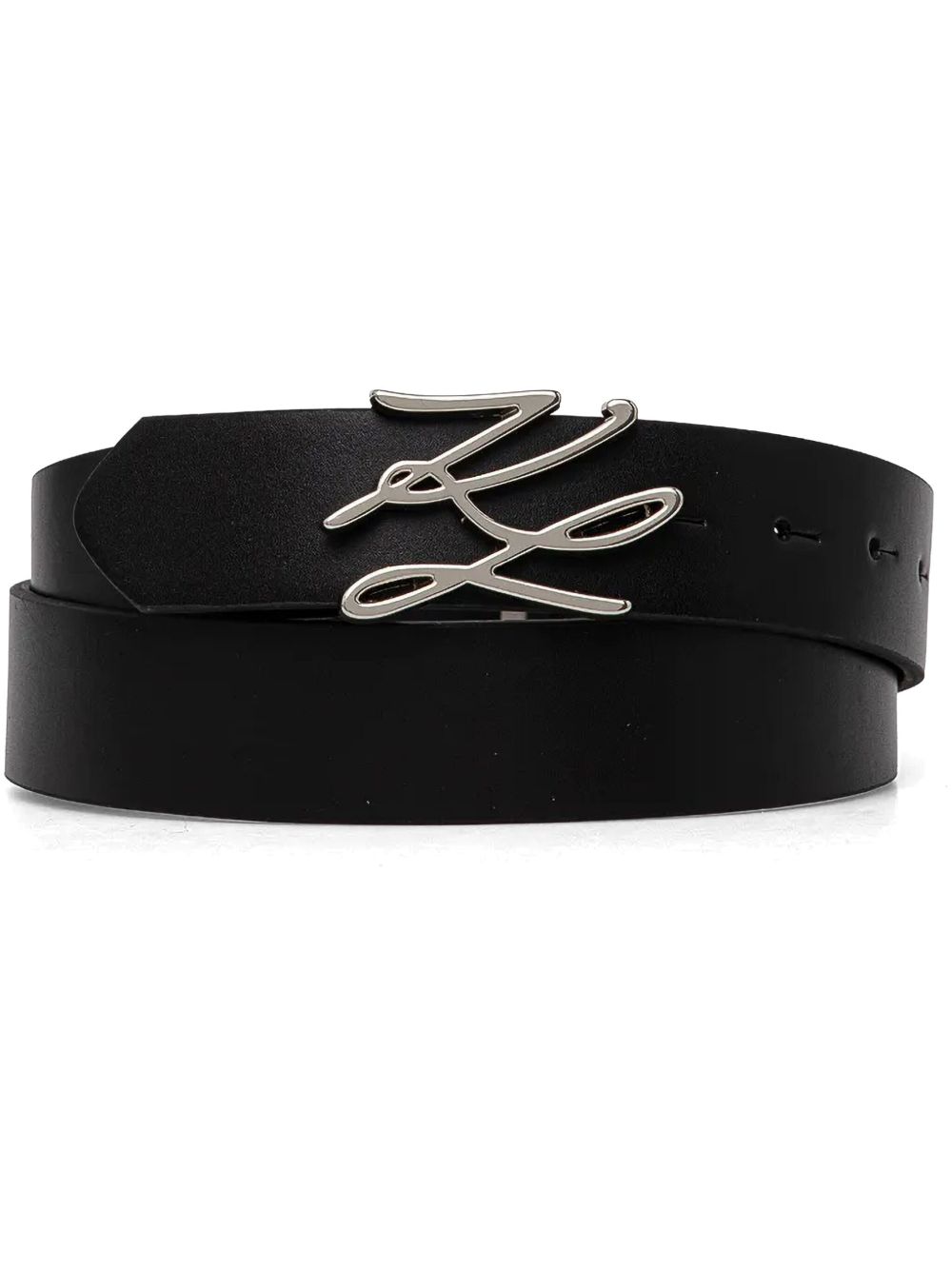 Karl Lagerfeld logo扣环腰带 - 黑色