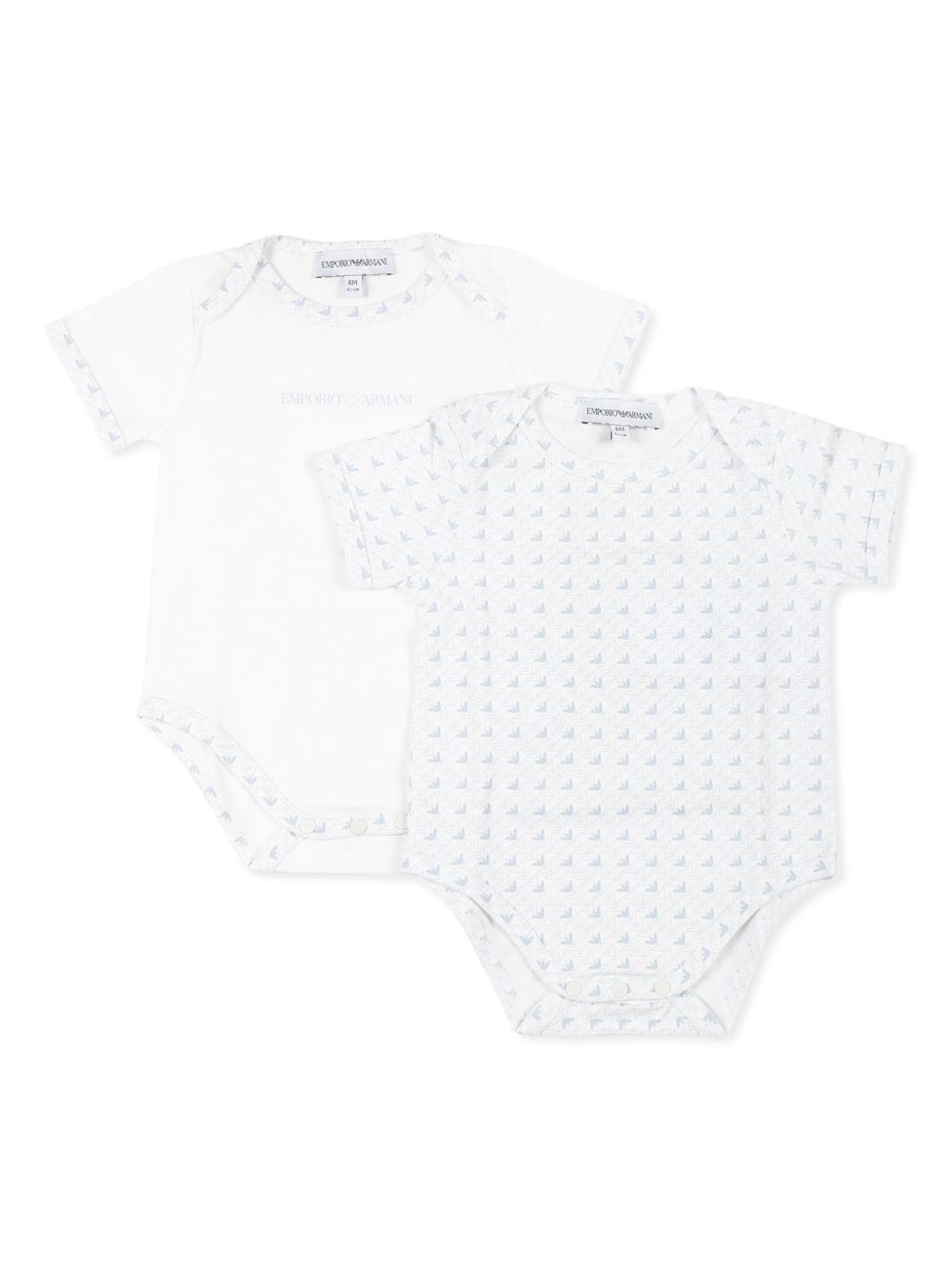 Emporio Armani Kids logo印花连体衣（两件装） - 白色