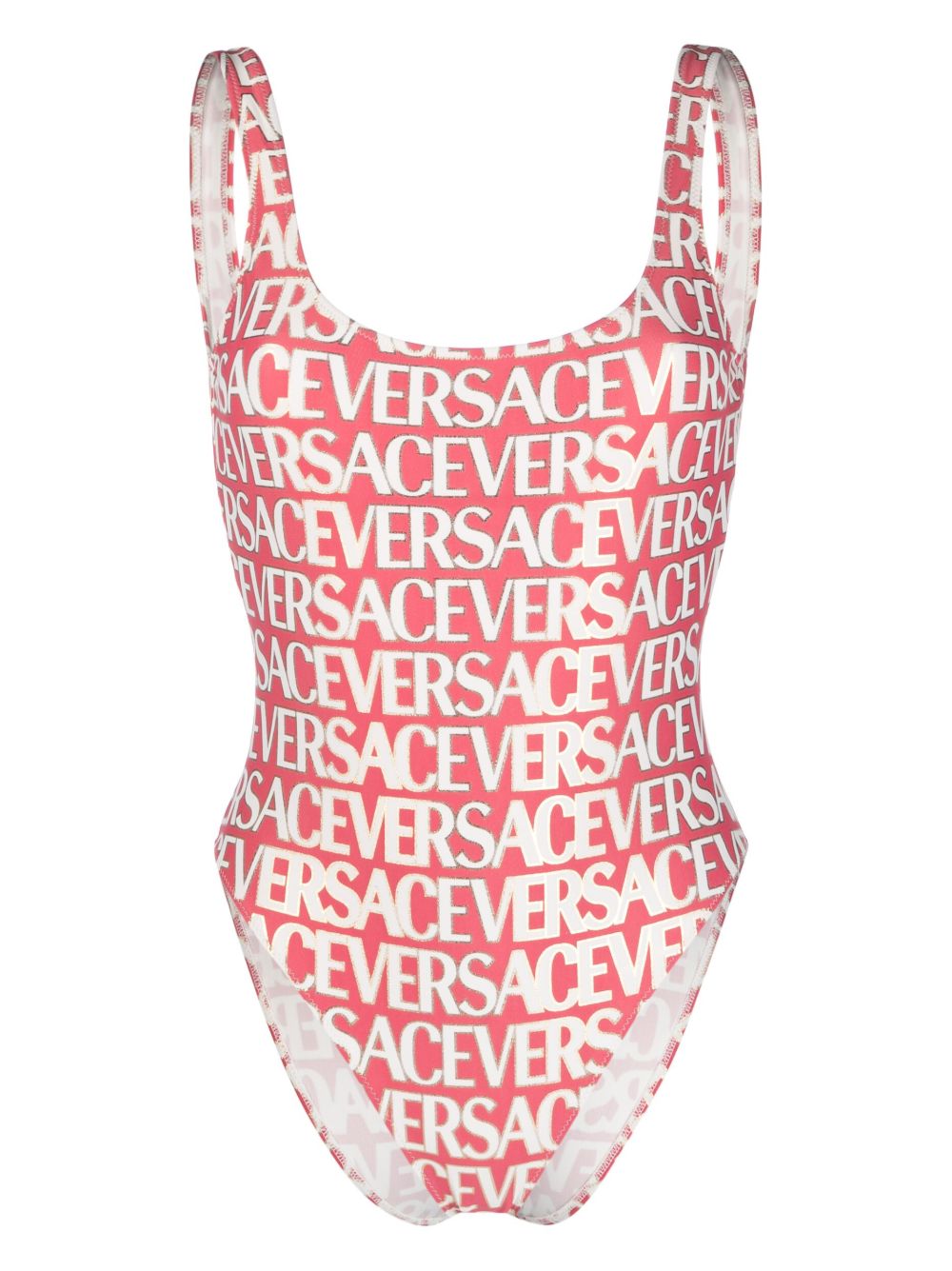 Versace 大面积logo印花连体泳衣 - 粉色