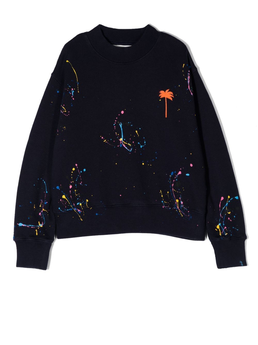 Palm Angels Kids 泼漆效果棉卫衣 - 蓝色