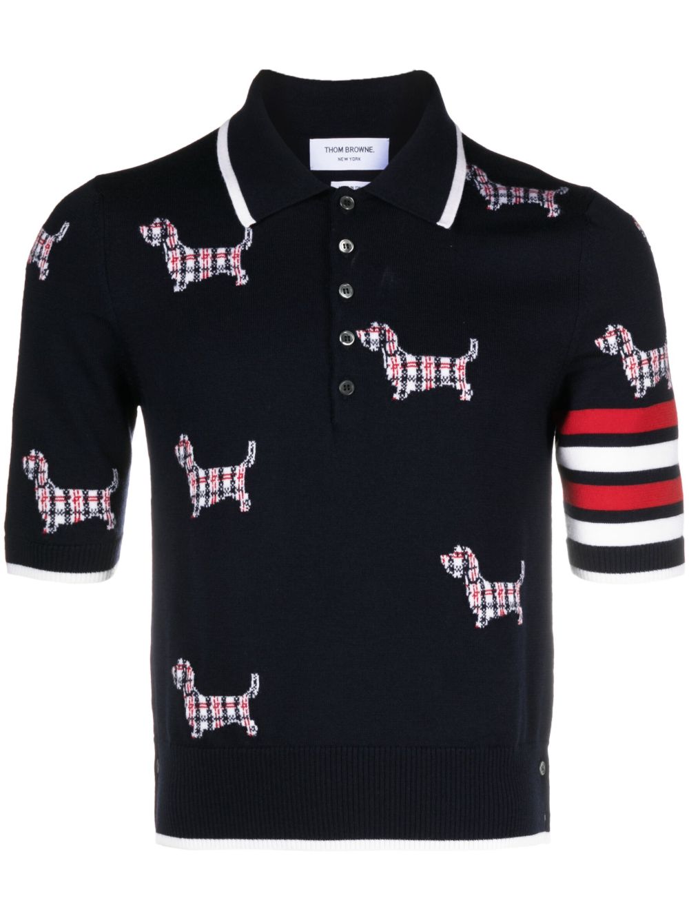 Thom Browne Hector 嵌花polo衫 - 蓝色
