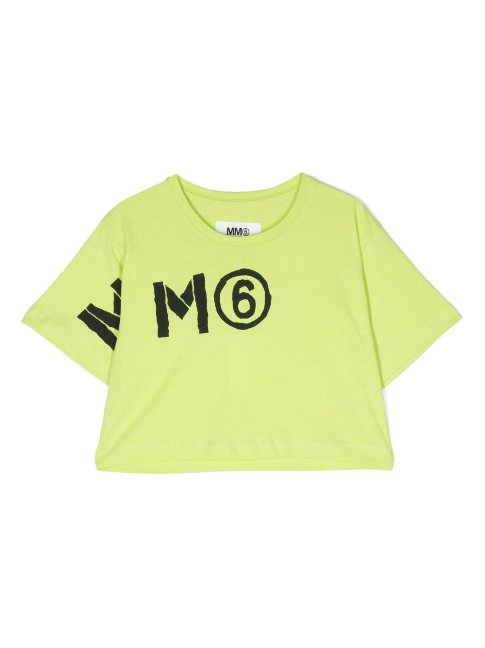 MM6 Maison Margiela Kids 数字图案短款棉T恤 - 绿色
