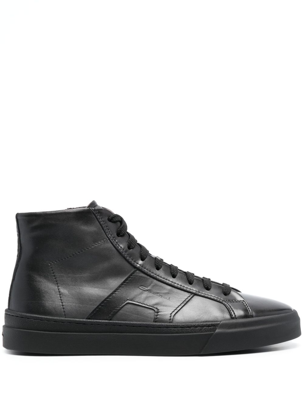 Santoni Gong 高帮皮质运动鞋 - 黑色