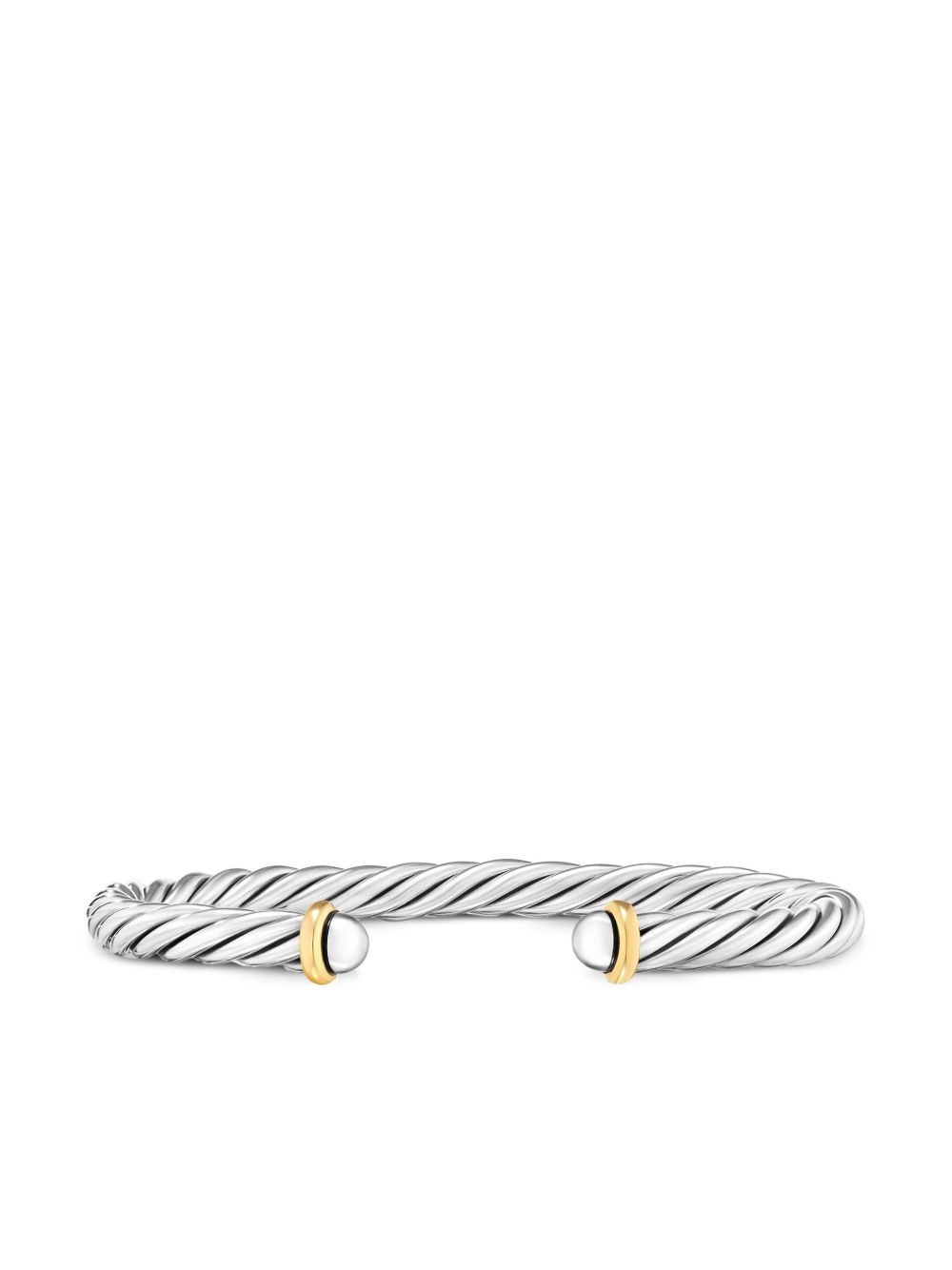 David Yurman 纯银14K黄金 Modern Cable 手镯 - 银色