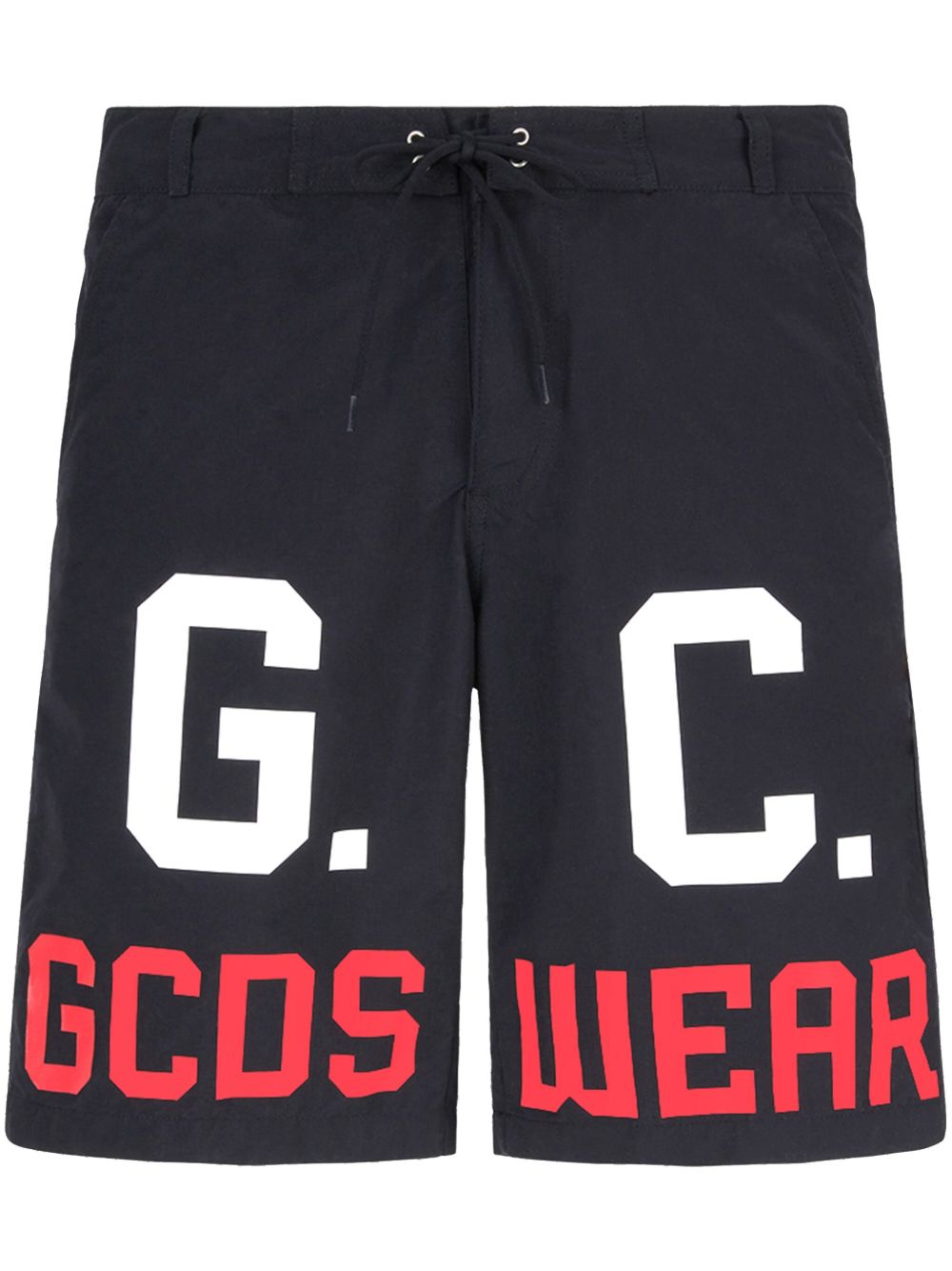 GCDS logo印花抽绳泳裤 - 黑色