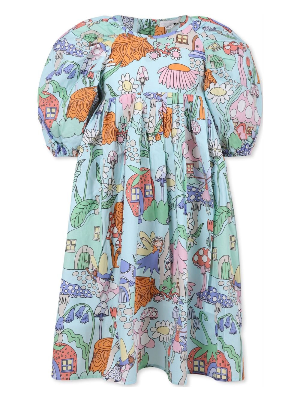 Stella McCartney Kids 小屋印花连衣裙 - 蓝色