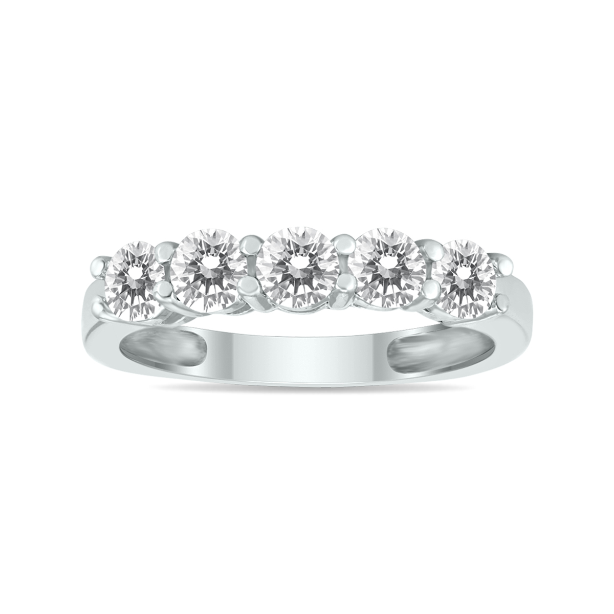 1 Carat TW Five Stone Diamond Wedding Band in 14K White Gold