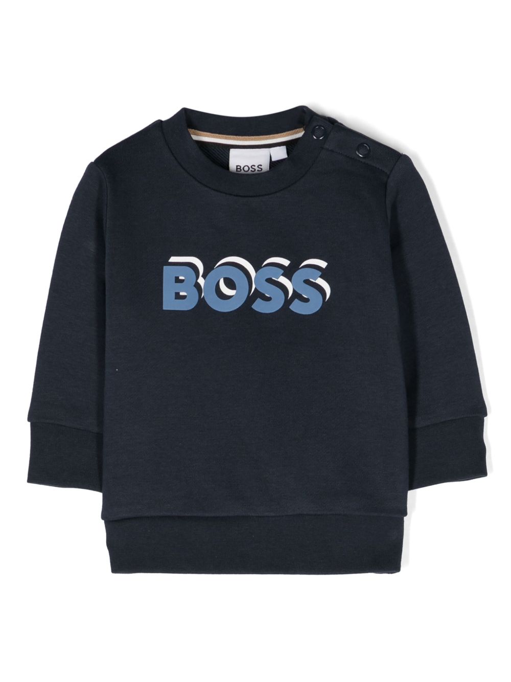 BOSS Kidswear logo印花平纹针织卫衣 - 蓝色