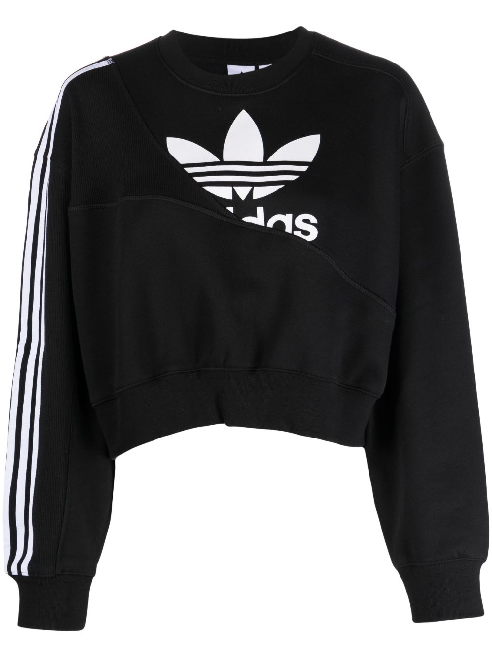 adidas logo印花短款卫衣 - 黑色