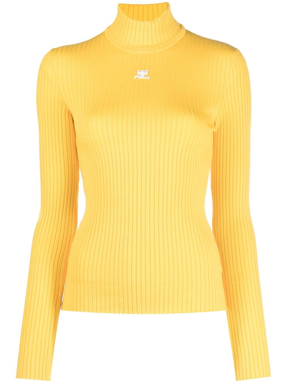 Courrèges logo印花罗纹毛衣 - 黄色
