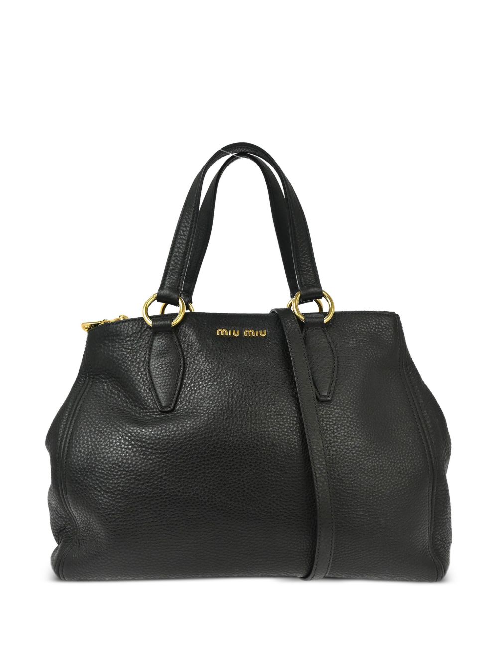 Miu Miu Pre-Owned 皮质两用手提包（2010年代典藏款） - 黑色