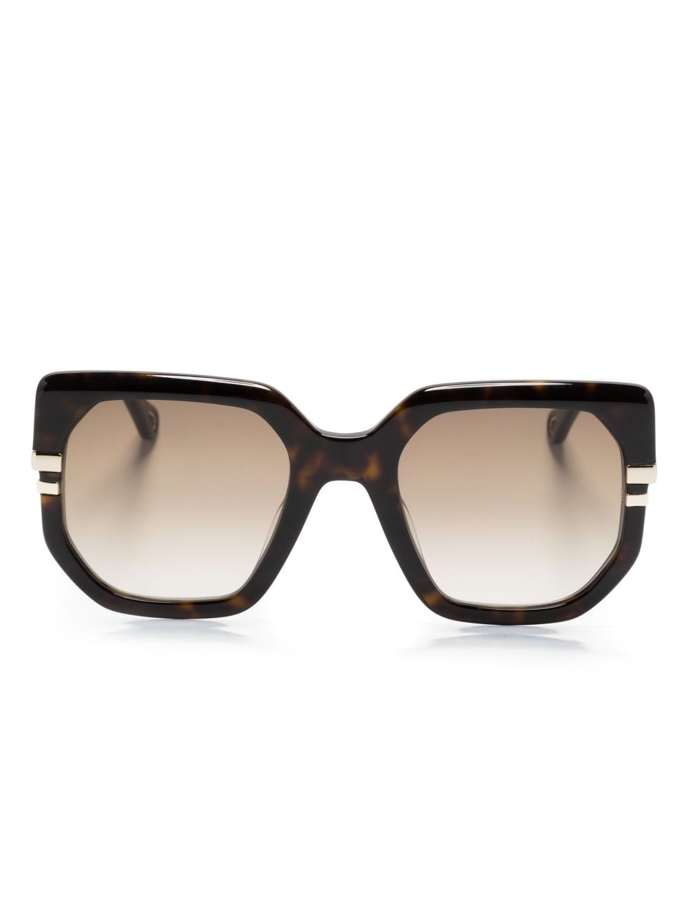 Chloé Eyewear 超大镜框太阳眼镜 - 褐色