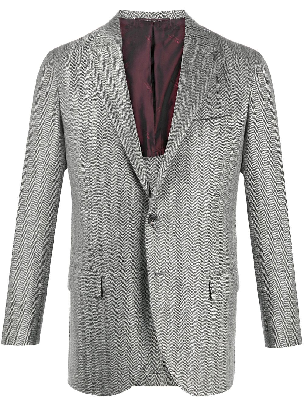 Kiton pinstripe print blazer - 灰色