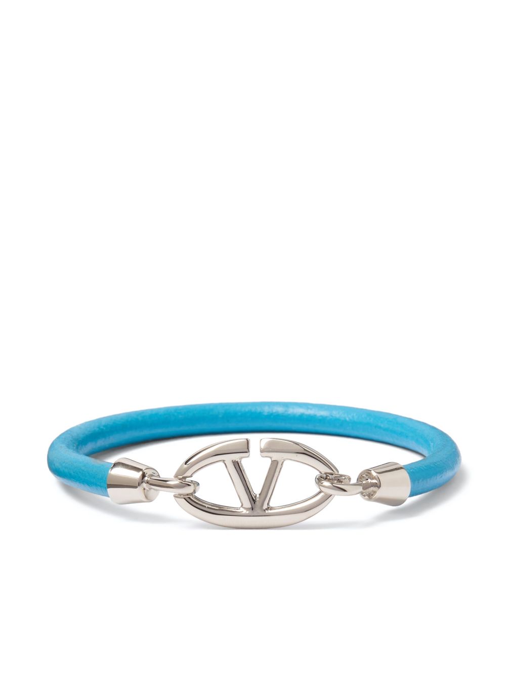 Valentino Garavani logo标牌皮质手环 - 蓝色