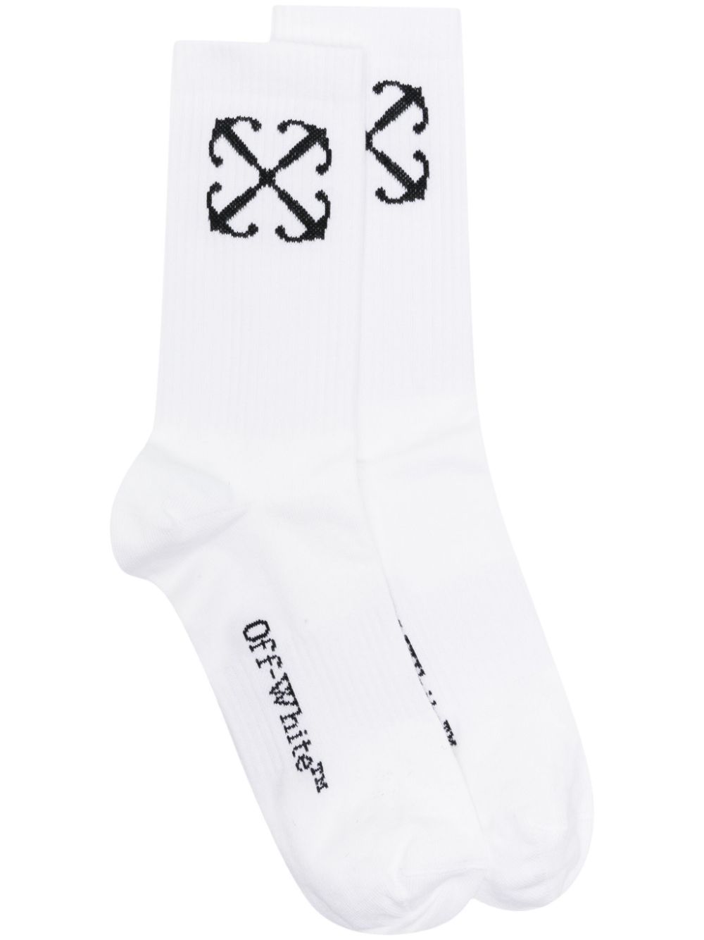 Off-White 箭头图案棉针织袜 - 白色