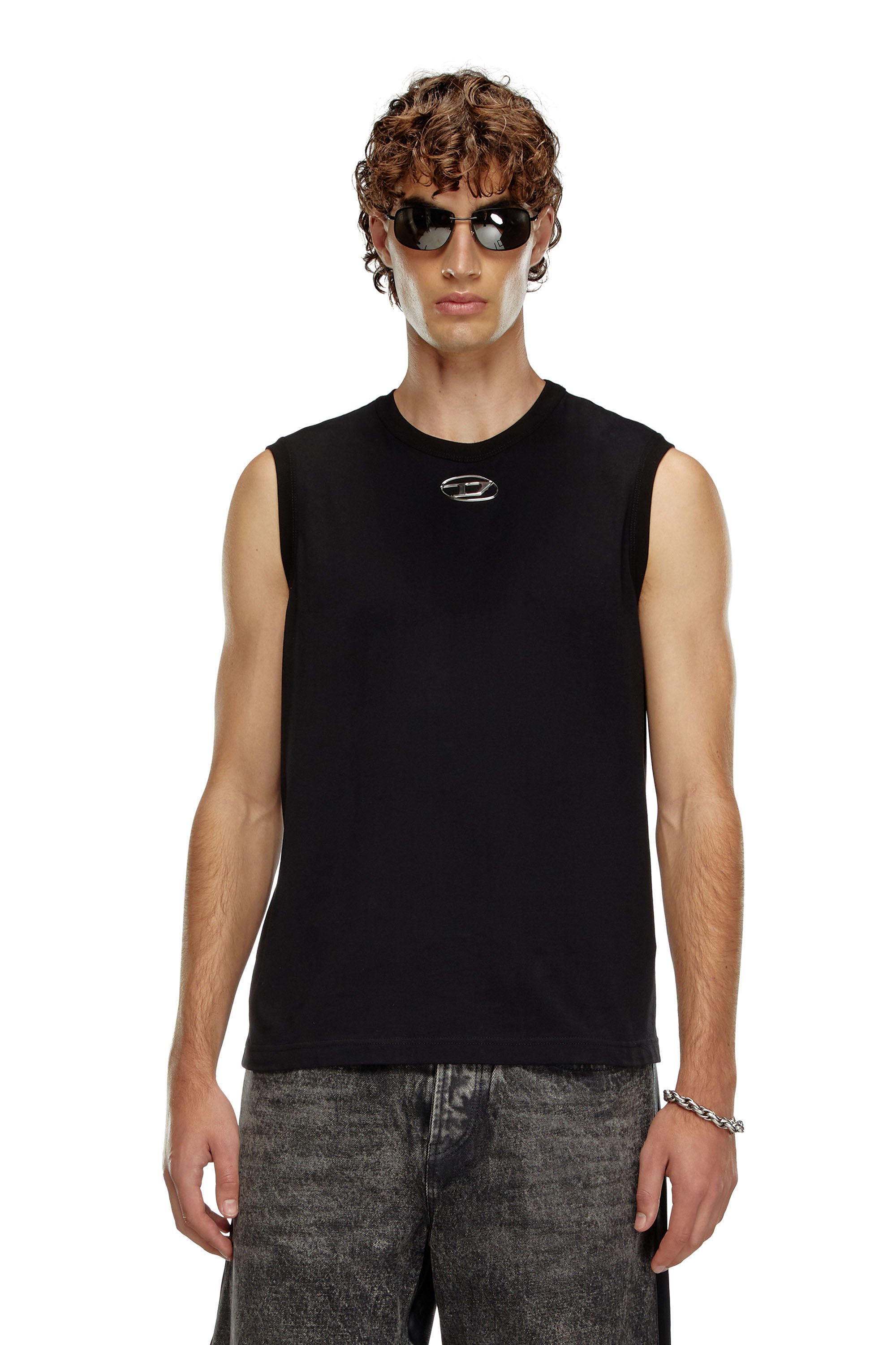 Diesel - Tank top with injection-moulded Oval D - T-Shirts - Man - Black