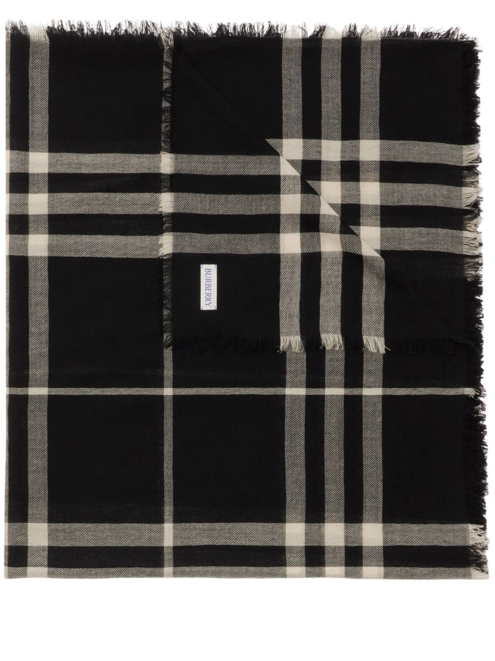 Burberry 格纹羊毛围巾 - 黑色