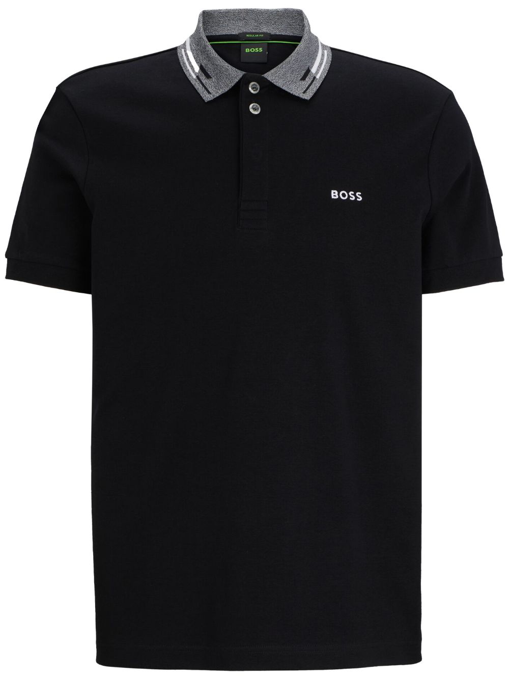 BOSS logo印花棉polo衫 - 黑色
