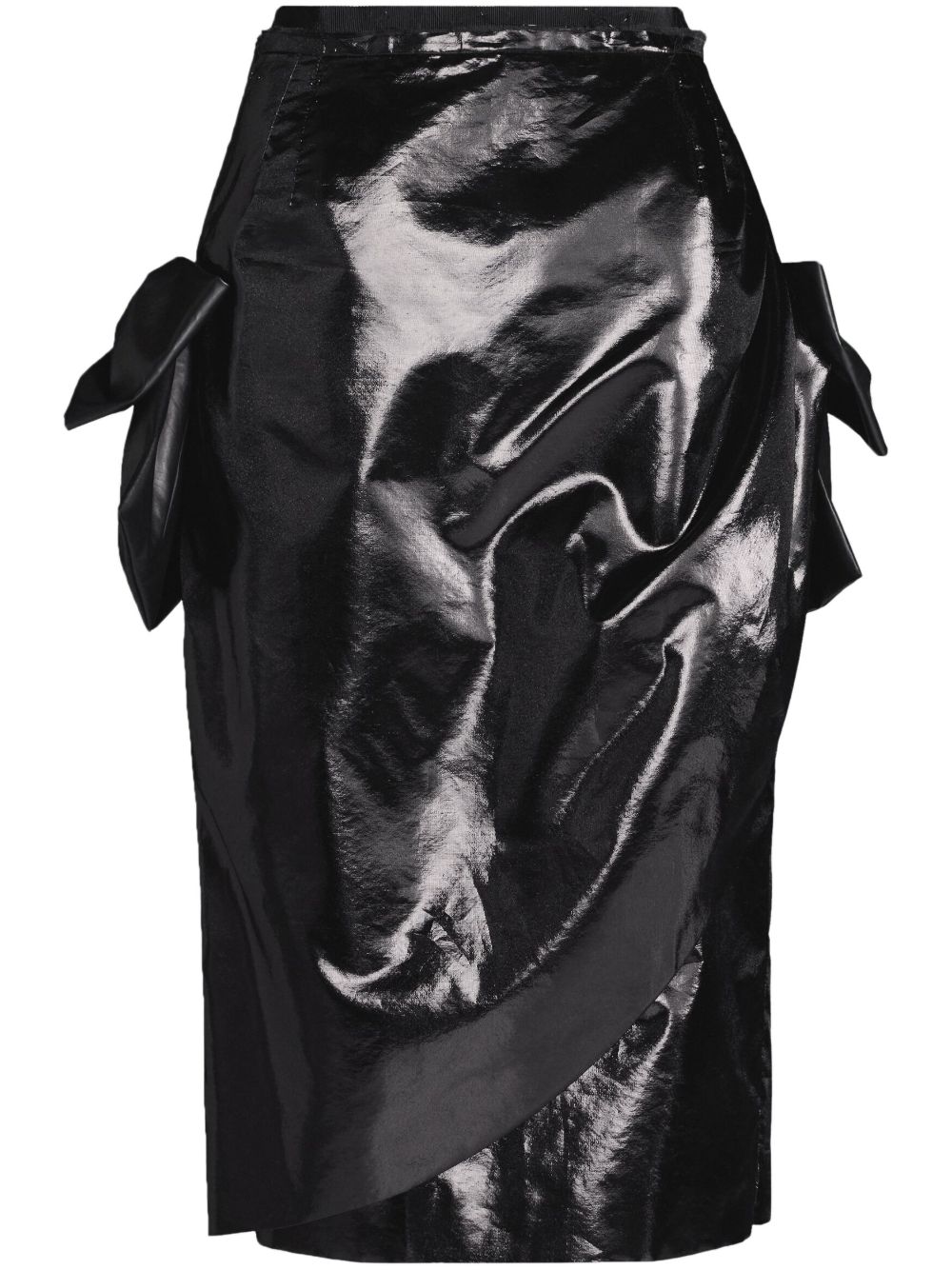 Maison Margiela 不对称蝴蝶结细节中长半身裙 - 黑色