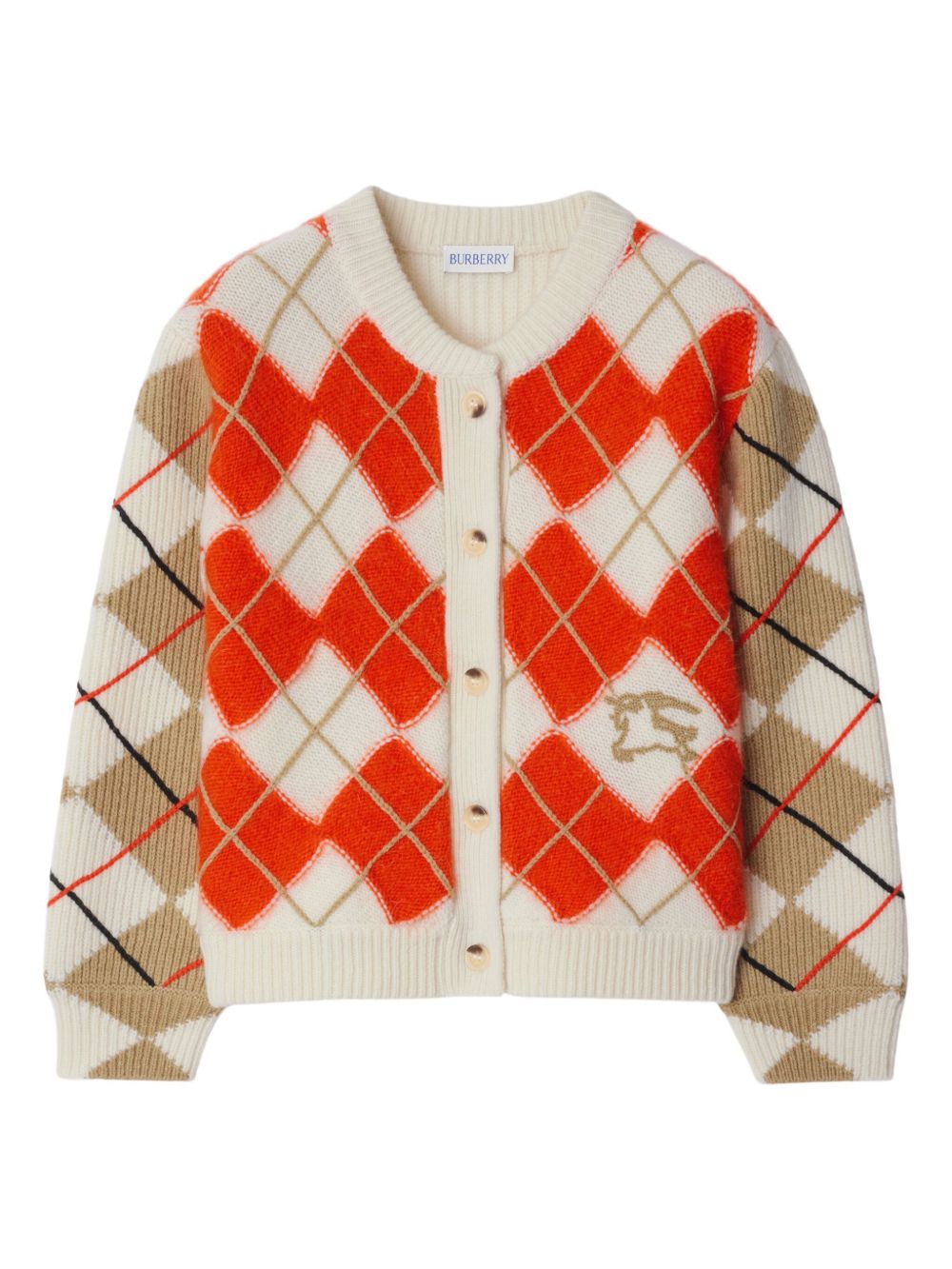 Burberry Kids 菱形针织开衫 - 白色