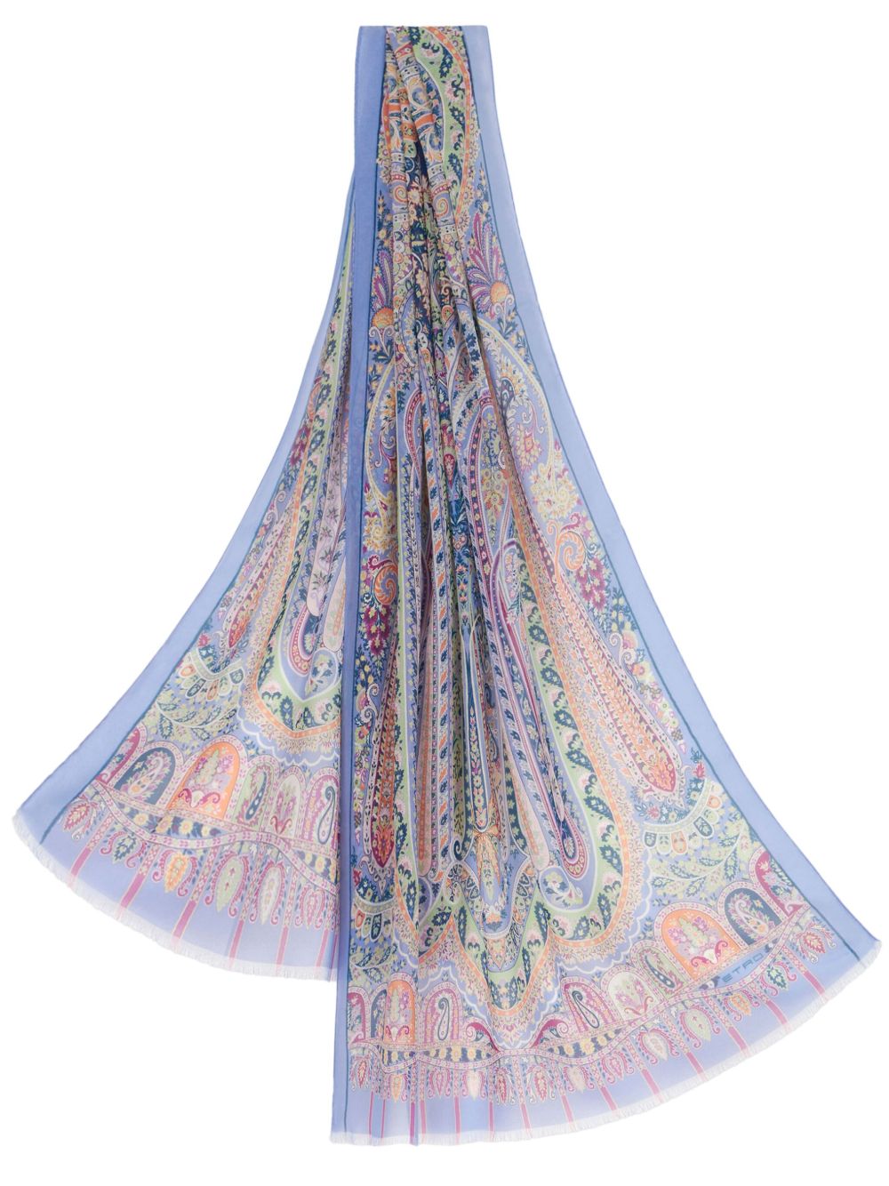 ETRO 佩斯理印花磨损边围巾 - 蓝色