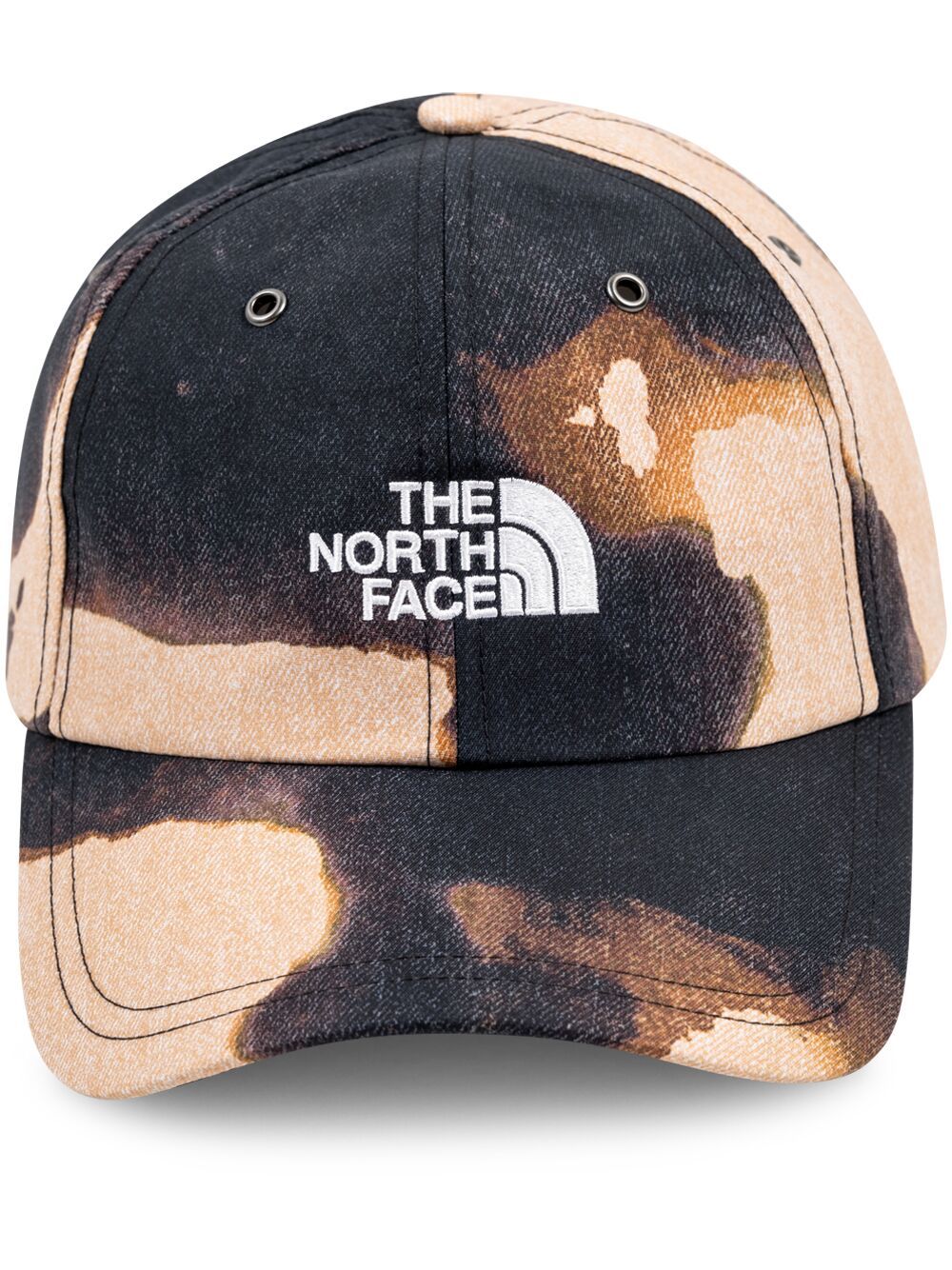 Supreme x TNF 漂白牛仔印花六拼接棒球帽 - 黑色