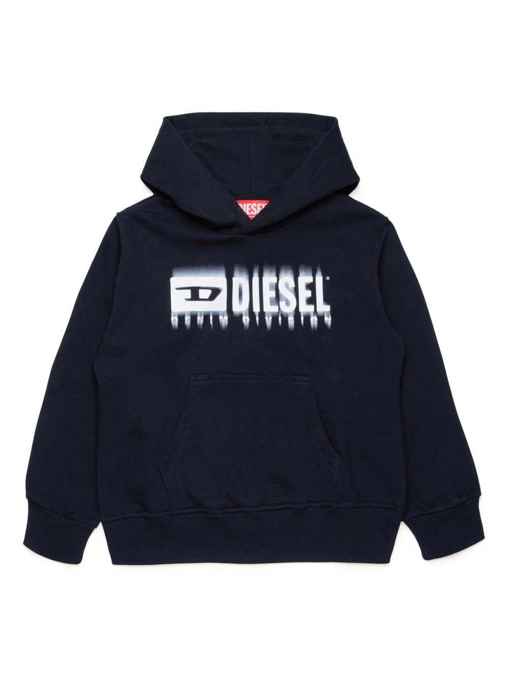 Diesel Kids logo印花棉连帽衫 - 蓝色