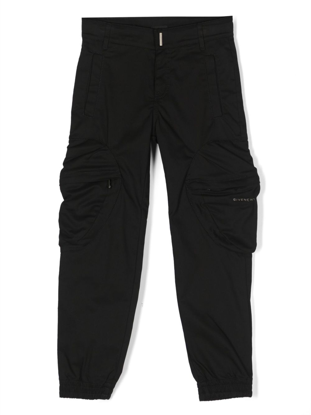 Givenchy Kids logo标牌华达呢长裤 - 黑色
