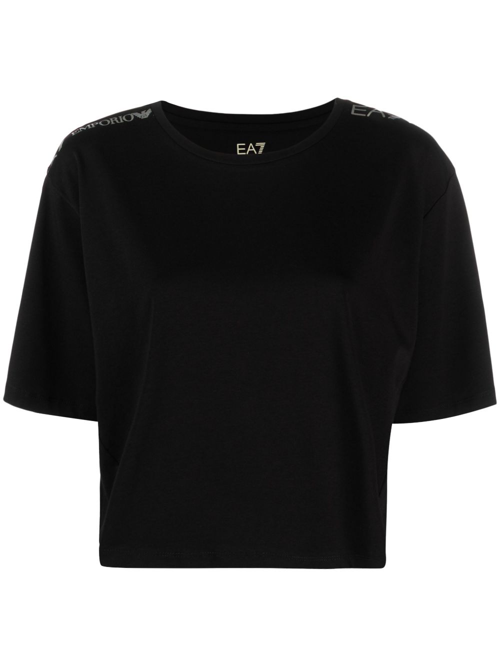 Ea7 Emporio Armani logo印花短款T恤 - 黑色