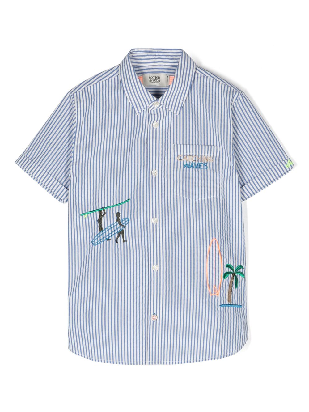 Scotch & Soda 条纹棉衬衫 - 蓝色