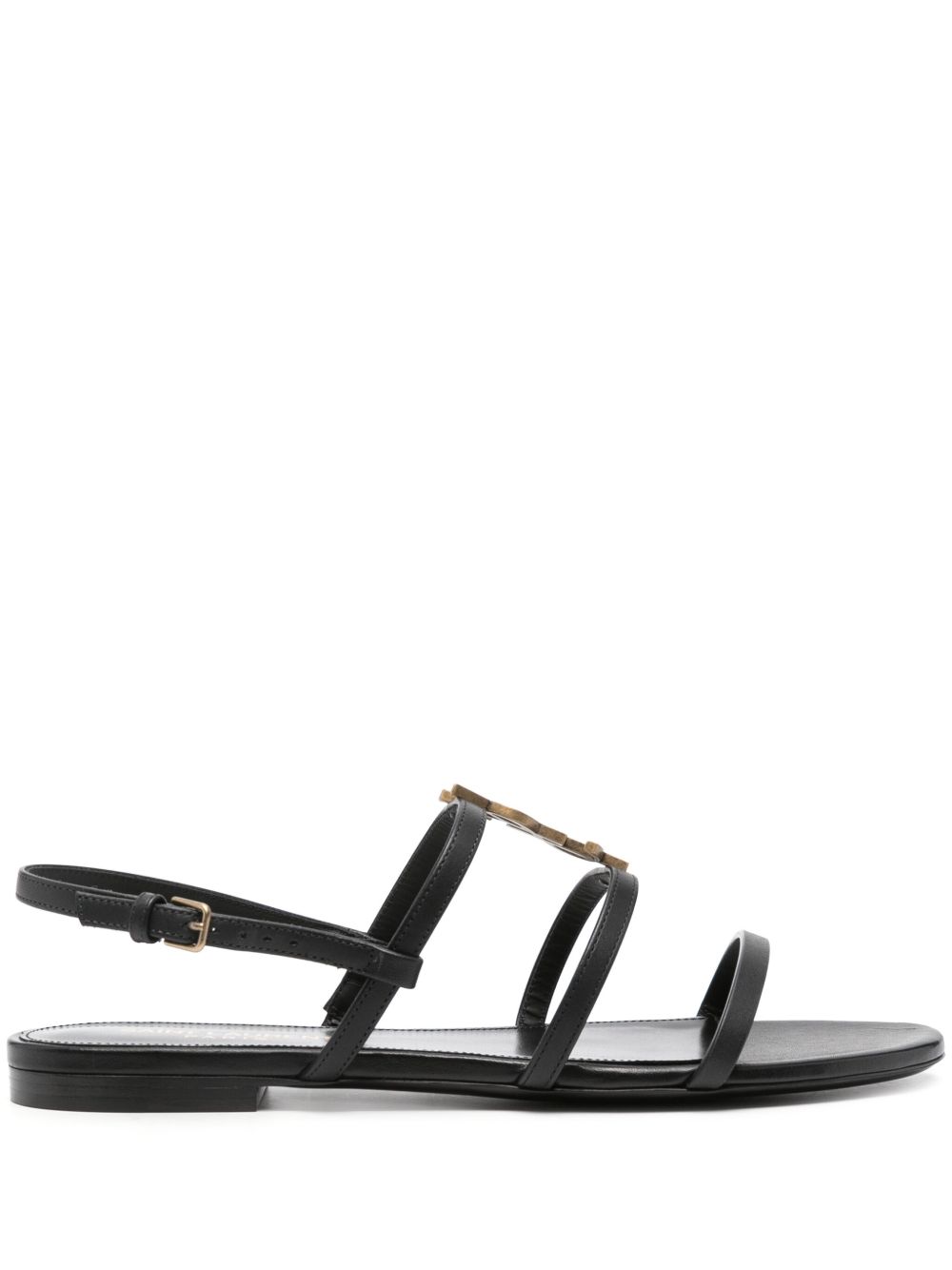 Saint Laurent Cassandre 标牌凉鞋 - 黑色