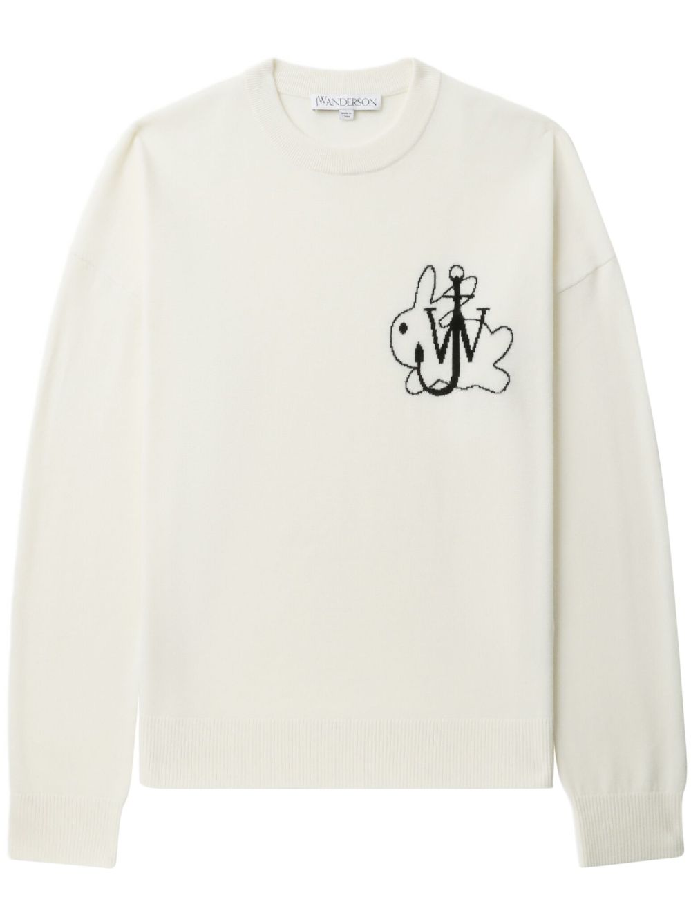 JW Anderson logo嵌花针织毛衣 - 白色